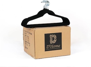 D&rsquo;Home 100-Pack Black Non-Slip Velvet Hangers 45cm With 360 Degree Rotatable Hook - Durable &amp; Slim - Non Slip Hangers for Coat Hangers - Pant Hangers&hellip;