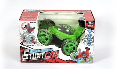 Remote Control Stunt Car with 360&deg; Rotation, LED Lights, Rolling Function, Green, Ages 3+ (Green)