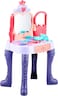 Dream Mirror Kids Vanity Table Set with Light, Music, Hair Dryer, 28 Pieces, Princess Style Makeup Dressing Table with Stool
