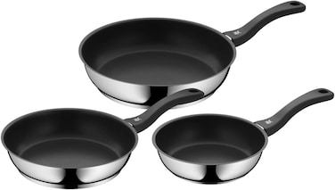 WMF  3-Piece Frying Pan Set 24, 20, 28 cm, Induction, Cromargan Stainless Steel Coated, Plastic Handle