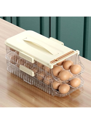 YILANJIN Double-Layer Egg Holder for Kitchen - 16 Capacity Egg Storage with Sealing Effect, Ventilated Egg Boxes for Refrigerator, Durable Egg Holder Storage for Keeping Eggs Fresh and Organized
