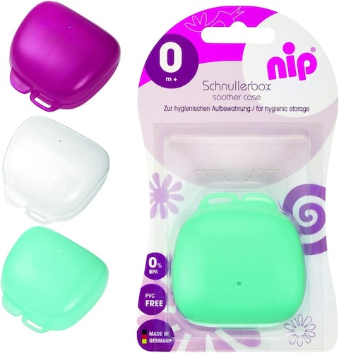 Nip 2-In-1 Pacifier/Soother Box Sterilizer And Hygienic Soother Storage Case, Microwavable, Clean Soothers In 60 Seconds, Made In Germany, Fits Most Soothers - White
