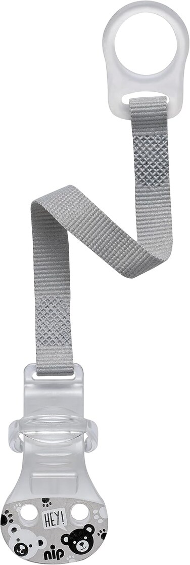 Nip Soother Band With Ring, For Soothers With O Ring, Made In Germany, Grey, 1 Pc