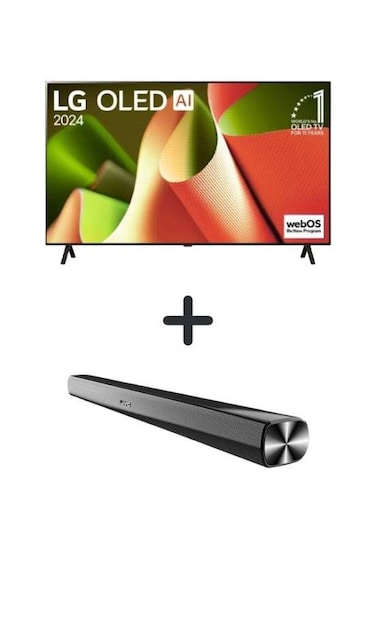 LG 65-inch 4K OLED TV with WebOS Dolby Vision, HDR10 OLED65B46LA, 2024 Black with 2.0 Channel 600 Watts Soundbar Soundbar, Bluetooth, USB, FM Radio