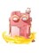 UTOYA Cute Plastic Water Bottle, 780ml Cartoon Dual Use Drinking Bottle with Double Cup, Portable Leakproof Kids Water Jug with Shoulder Strap for School, Travel, Sports and Outdoor Activities (Pink)