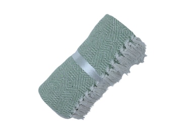 130 x 160 cm Cotton Diamond Tassel Throw Blanket Sage Green 400GSM Thick Woven Boho Decorative Fringe Cover for Couch Sofa and Bed