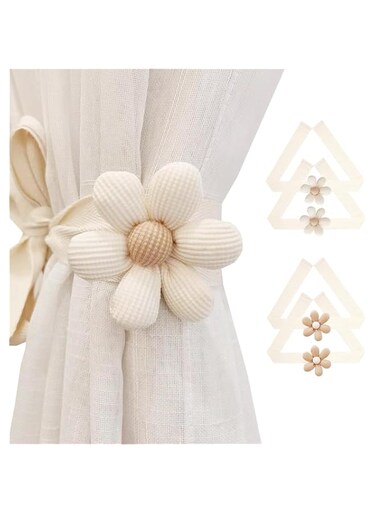 Curtain Tiebacks,Boho Flower Curtain Holdbacks Boho Bedroom Decor