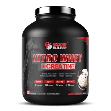 Body Builder Nitro Whey + Creatine, Cookies and Cream, 4 LB