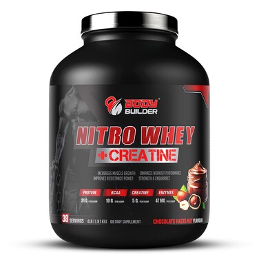 Body Builder Nitro Whey + Creatine, Hazelnut, 4 LB