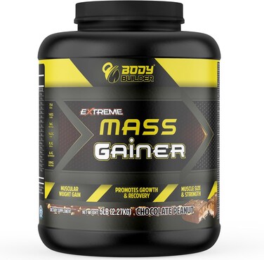 Body Builder Extreme Mass Gainer, Chocolate Peanut, 5 LB, Muscular Weight Gain