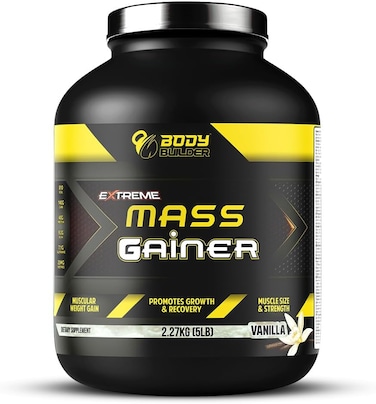 Body Builder Extreme Mass Gainer Ultimate Mass Gainer For Body Builders, 40gm Of Protein For Muscle Growth &amp; Recovery, Perfect For Extreme Bodybuilding 11 Servings - 5 Lbs (Vanilla)