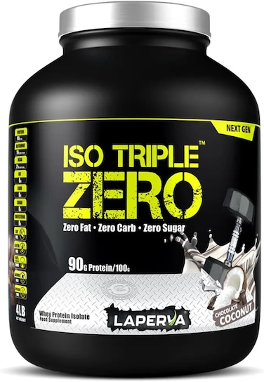 Laperva ISO Triple Zero Next Generation Whey Protein Isolate 4LB Chocolate Coconut   28g Protein, Zero Carb, Zero Sugar, BCAA, Glutamine, Muscle Growth &amp; Recovery