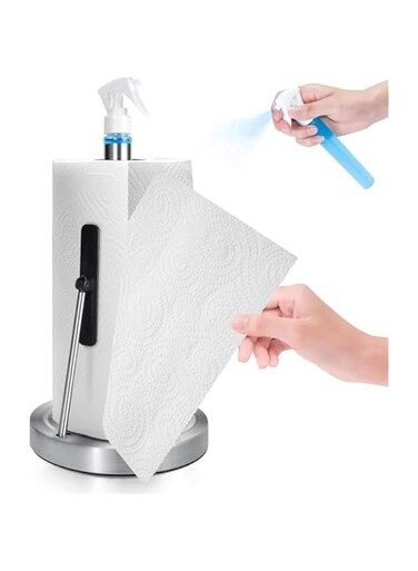 Paper Towel Holder,Stainless Steel Standing Paper Towel Holder,Kitchen Paper Towel Roll Holder, Jumbo-Sized Roll Holder for Bathroom Kitchen Countertop