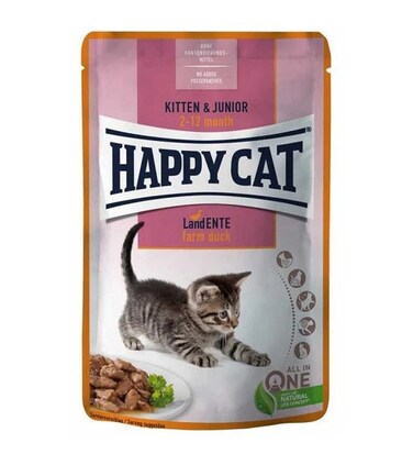 Happy Cat MIS Kitten &amp; Junior Farm Duck-85g