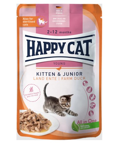 HAPPY CAT MIS CULINARY KITTEN & JUNIOR FARM DUCK 85G
