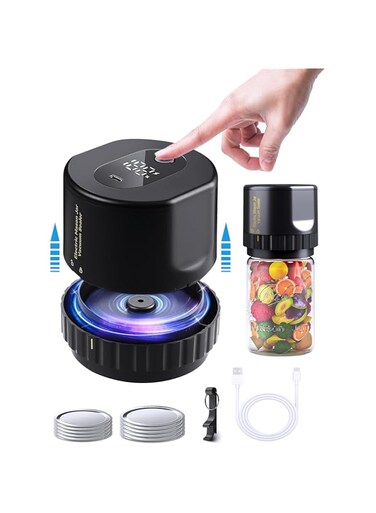 Homarket Electric Mason Jar Vacuum Sealer， Electric Vacuum Pump for Wide Mouth and Regular Mouth Mason Jars,Vacuum Sealing Machine for Food Storage