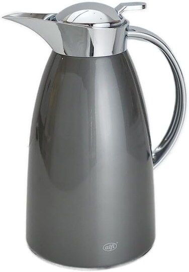 Alfi Gusto Arabic Insulated Carafe 1L Space Gray &ndash; 12h Hot 24h Cold, Leakproof, Glass Insert, AromaSafe, BPA-Free, Stainless Steel, Easy One-Hand Pour, Durable, Recyclable, Perfect for Iftar &amp; Eid