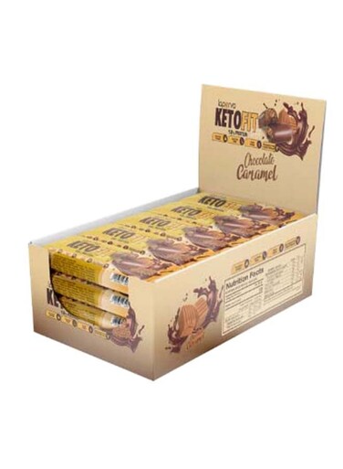 Laperva Keto Fit Chocolate Caramel Bar   Low Carb Keto Friendly Protein Snack, High Fiber, No Added Sugar, Gluten Free &amp; Weight Management Support 18 pcs