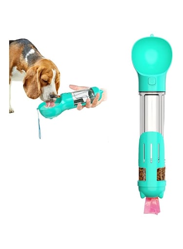 Dog Water Bottle Portable Pet Water Bottle for Dog Water Dispenser Dog Water Bottle Large Pet Water Dispenser Portable Pet Travel Bottle Dog Travel Bowl with Drink Food Bowl Potty Waste Bag (blue)