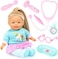 Bayer Design Doctor Doll Set-27cm Soft Body Baby Doll with Hair &amp; Medical Accessories - Stethoscope, Glasses, Thermometer &amp; More - Role Play Toy For Kids