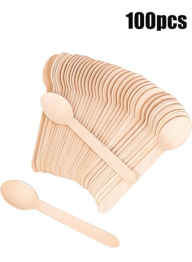 100-Piece Birchwood Spoon Beige 4.5inch
