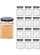 13-Piece Square Spice Jar Clear/Black 200ml