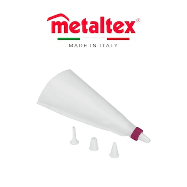 Metaltex Piping Bag Decorating Set &ndash; 4 Nozzles &ndash; Cake and Pastry Decorating Kit &ndash; Durable and Easy to Use