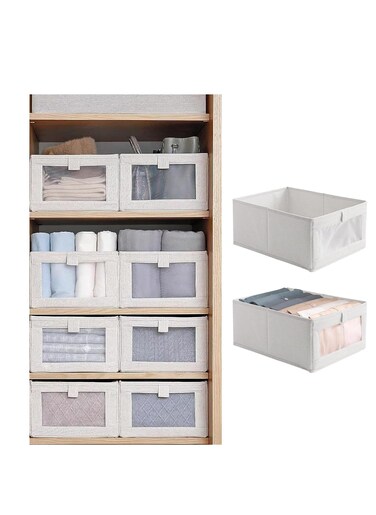 Wardrobe Clothes Organizer, 2pcs Jeans Storage Box, Visible Drawer Organizers for Clothing, Foldable Closet Storage Basket, Washable Drawer Box