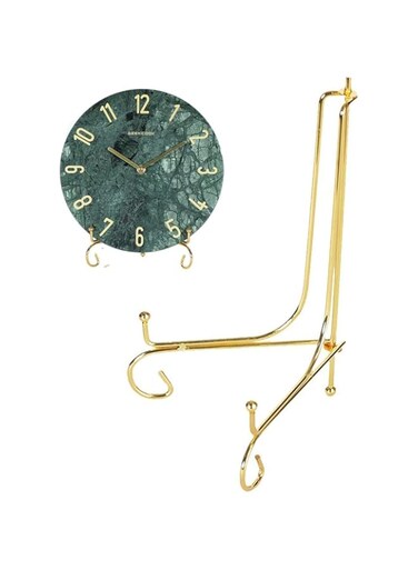 SWIUKPHE Plate Stands, Display Stand Iron Metal Photo Holder Stand, Display Picture Frame Clock Holder, Gold Iron Easel Plate Holder, Metal Display Stands (10 inch)