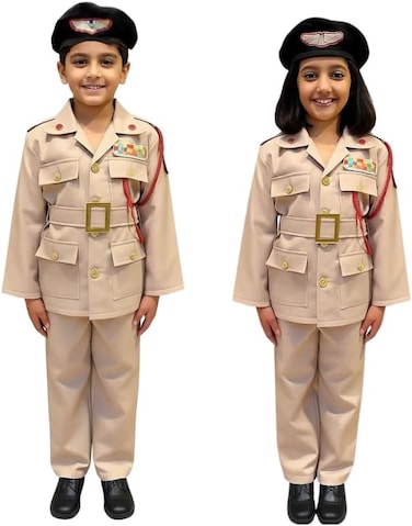 UAE Police Officer Costume &ndash; Premium Brown Unisex Set for Kids - Medium