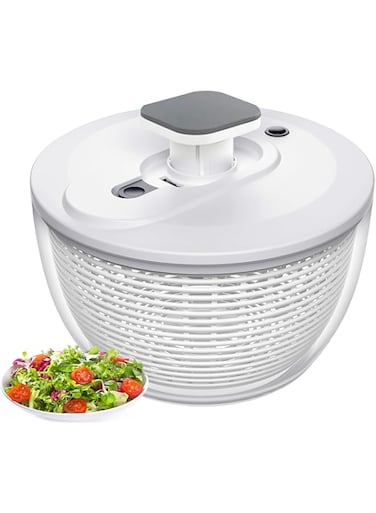 Ankila Salad Spinner Large Lettuce Spinner Kitchen Gadgets, Large Salad Spinner 4L One-Handed Handle Easy Press Super High Efficiency for Home Kitchen Washing &amp; Drying Leafy Vegetables