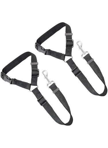 TOMVAES 2 Packs Adjustable Dog Car Seat Belts - Durable Nylon with Zinc Alloy Swivel Snap   Headrest Restraint for Safety   Converts to Hand-held Leash   Universal Fit for Pet Travel