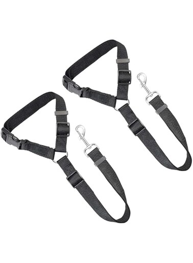 TOMVAES 2 Packs Adjustable Dog Car Seat Belts - Durable Nylon with Zinc Alloy Swivel Snap   Headrest Restraint for Safety   Converts to Hand-held Leash   Universal Fit for Pet Travel