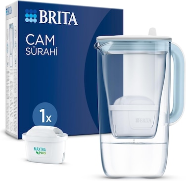 BRITA Glass Jug with Water Purifier Filter &ndash; Light Blue (2.5L)