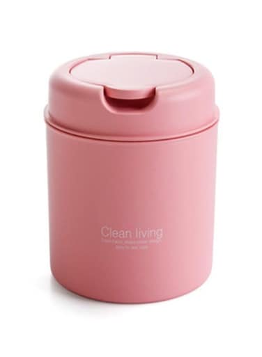 Living Mini Desk Trash Can with Lid, Small Desktop Countertop Waste Basket Garbage Bin for Office Bathroom Vanity, Tabletop or Coffee Table Kitchen Storage (Pink)
