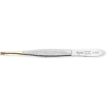 Nippes Solingen Tweezer Gold Tip Crab Claw Bented 9Sgp - For Eyebrow Shaping &amp; Fine Hair Removal - Comfortable To Use &amp; Handy