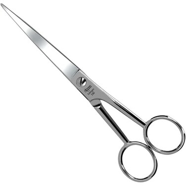 Nippes Solingen Barber Scissors With Finger Rest 590-17F - Premium Quality Hardened Steel - Ideal For Both Hair &amp; Beard Trimming - Silver