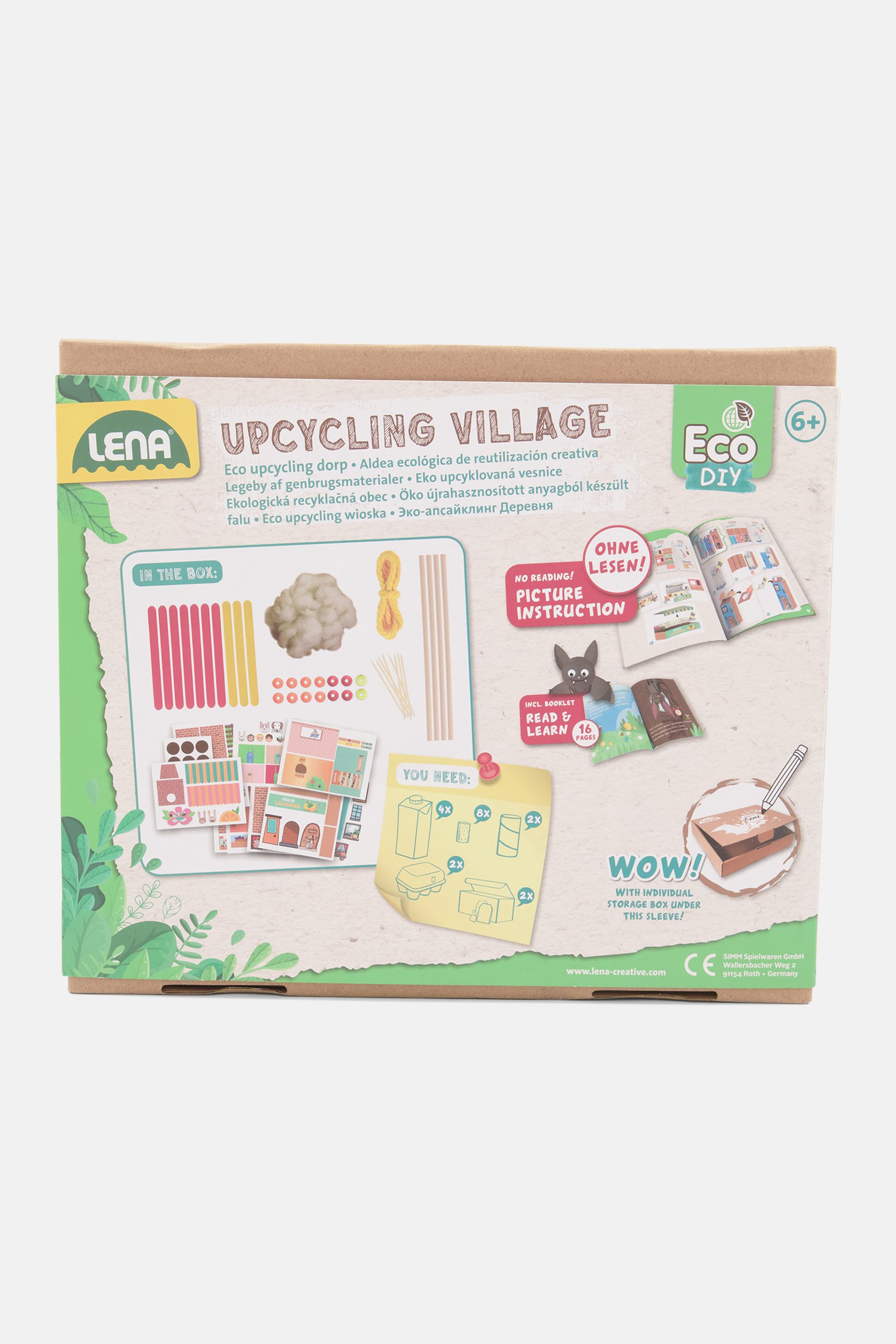 Lena Toys DIY Eco Upcycling Village Paper Game, White Combo