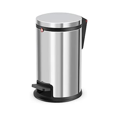 Hailo Pure S Pedal Bin 3 Liters, Kitchen Bin with Lid, Soft-Close Trash Can for Food Waste, Office or Bathroom Use, Compact Waste Bin, Stainless Steel, Made in Germany - HLO-0504-010
