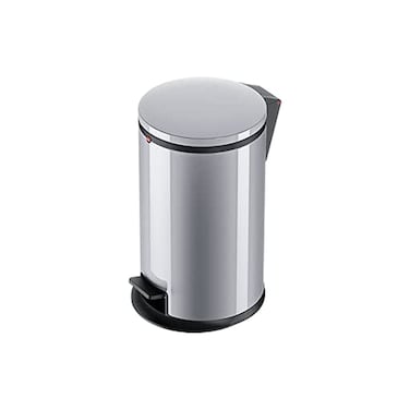 Hailo Pure M Pedal Bin, 12 Liters, Kitchen Bin with Lid, Soft-Close Trash Can, Foot Pedal Dustbin for Bathroom, Office, or Bedroom, Compact Waste Bin, Silver, Made in Germany &ndash; HLO-0517-020