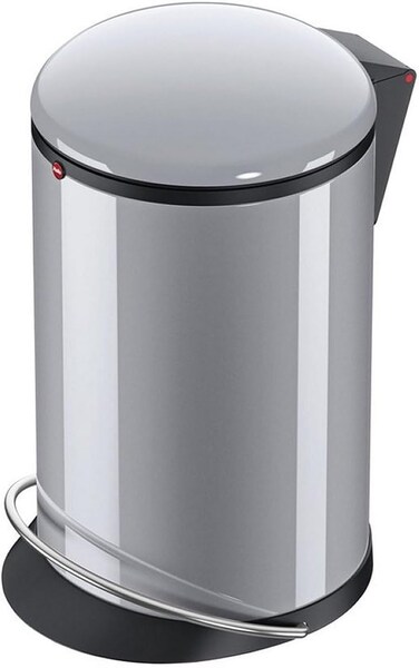 Hailo Harmony M Pedal Bin 12 Liters, Kitchen Bin with Lid, Soft-Close Trash Can for Food Waste, Office or Bathroom Use, Compact Waste Bin, Silver, Made in Germany &ndash; HLO-0515-020