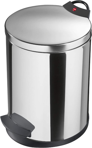 Hailo T2 M Pedal Bin, 11 Liter Stainless Steel Trash Bin with Lid, Waste Bag Clamping, Hands-Free Foot Pedal Kitchen Bin, Office &amp; Bathroom Dustbin, Made in Germany &ndash; HLO-0513-039