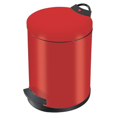 Hailo T2 M Pedal Bin, 11 Liter Trash Bin with Lid, Waste Bag Clamping, Hands-Free Foot Pedal Kitchen Bin, Office &amp; Bathroom Dustbin, Red, Made in Germany &ndash; HLO-0513-839
