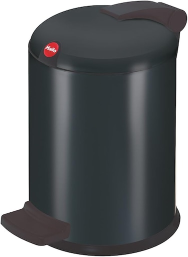Hailo Design S Pedal Bin, 4 Liters, Compact Waste Bin with Lid, Foot Pedal Dustbin for Kitchen, Bathroom, Bedroom, Office, Black, Made in Germany - HLO-0704-889