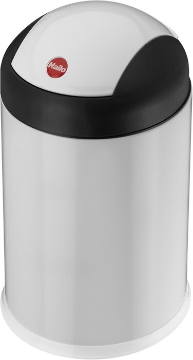 Hailo Sienna Swing Bin Small, 4 Liter Compact Kitchen Bin, Waste Bin for Bedroom Office, Mini Plastic Dustbin, Small Trash Bin, Made in Germany, White, HLO-0704-930