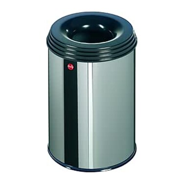 Hailo ProfiLine Safe M Bin, 14 Liter Fire-Safe Waste Bin with Flame-Retardant Design, Removable Lid, Dustbin for Kitchen, Office, Bathroom, Stainless Steel, Made in Germany &ndash; HLO-0915-022
