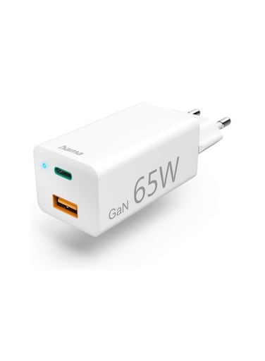 Hama 73210293 Mini GAN Charger UK, 65W,GAN,PD/QC,White