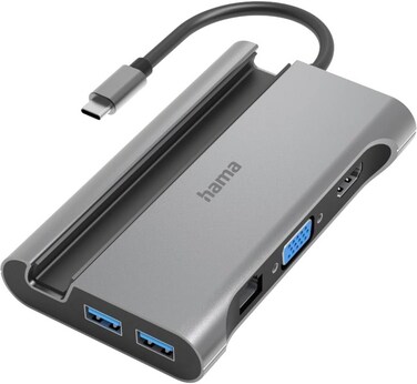 Hama 200102 USB-C Hub, "Connect2Mobile", Multiport, LAN/Ethernet, 7 Ports