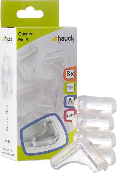 واقيات أمان هاوك كورنر مي 3، 8 قطع، لحماية الأثاث والطاولات للأطفال والرضع، شريط لاصق قوي، شفاف