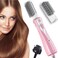 REBUNE 1200W Hair Dryer Brush 3 In 1 Hot Air Styler Straightening &amp; Curling Fast Heating (3s) Hair Styler with 2 Brushes (Pink)